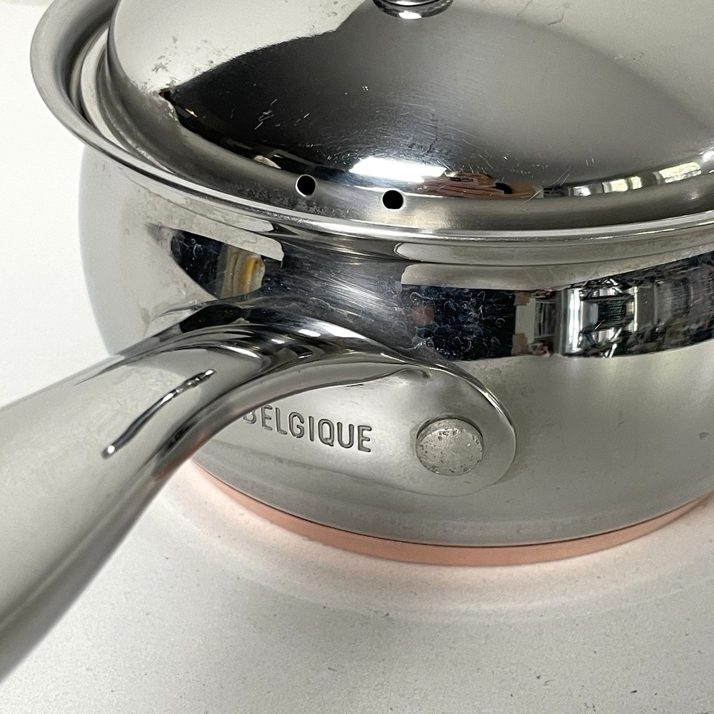 Belgique Stainless Steel Sauce Pans 1 qt & 3 qt Vented Lid Copper Bottom - Picture 5 of 16